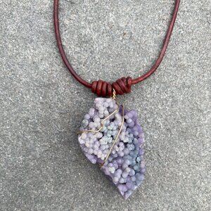 Artisan Large Grape Agate Purple Necklace